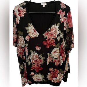 Avenue Black Floral Blouse